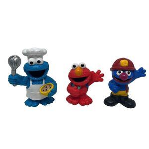 Vintage Sesame Street Figures. Elmo Cookie Monster‎ Chef Fireman Grover